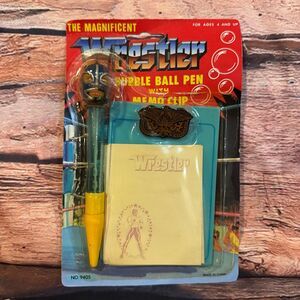 The Magnificent Wrestler Bubble Ball Pen with Memo Clip Lucha Libre Masked Blue